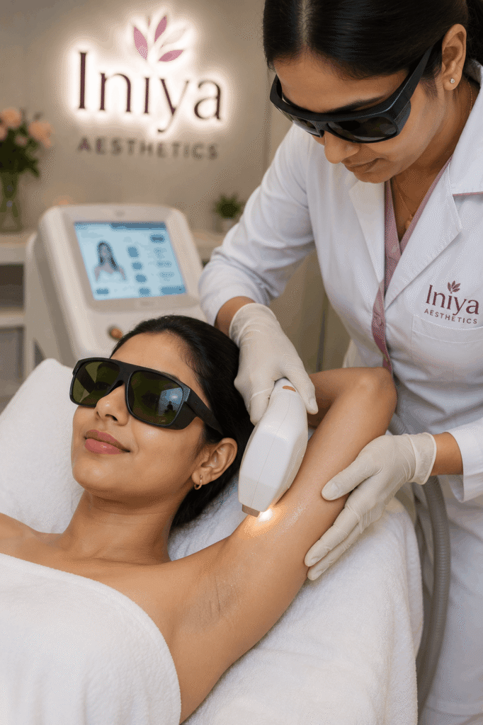 Laser hair removal treatment at Iniya Aesthetics