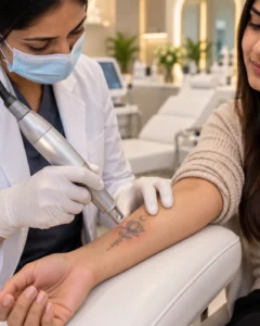 Laser tattoo removal session